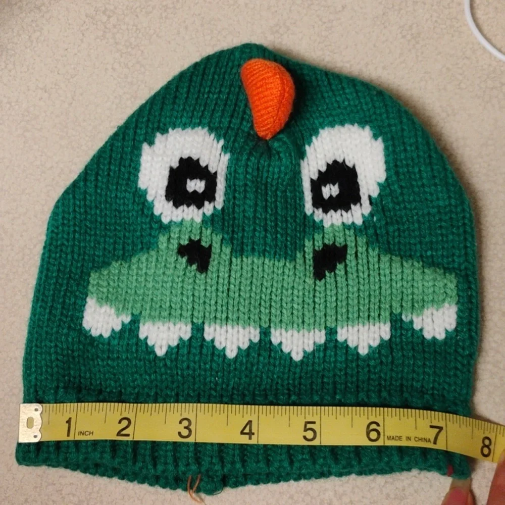 Green Dinosaur Alligator Knit Beanie for Kids Winter Hat Baby Boy